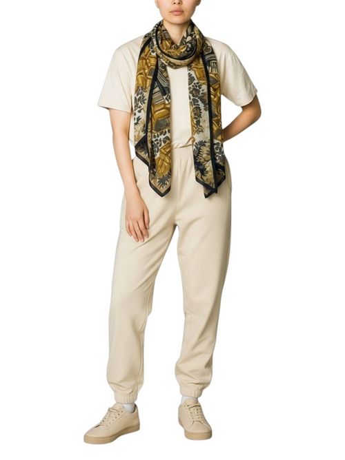 sciarpa donna manifattura beige e nero Inoui Editions | SQUARE 130 MANUFACTUREGOLDEN BROWN